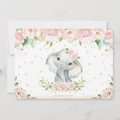 Chic Elephant Blush Roze Bloemen Doop Foto Kaart (Achterkant)
