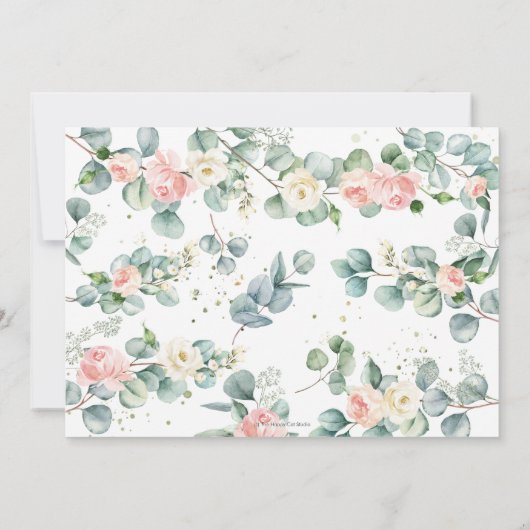 Chic Elephant Floral Virtual Baby shower by Mail Kaart (Achterkant)