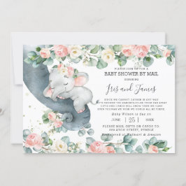 Chic Elephant Floral Virtual Baby shower by Mail Kaart