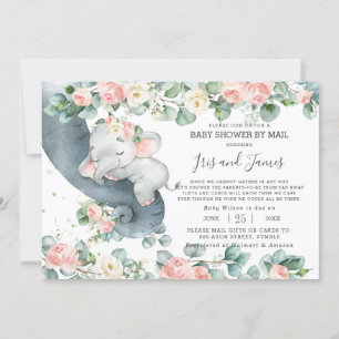 Chic Elephant Floral Virtual Baby shower by Mail Kaart