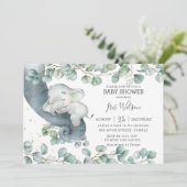 Chic Elephant Greenery Gender Neutral Baby shower  Kaart (Staand voorkant)