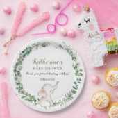 Chic Elephant Greenery Gender Neutral Baby shower Papieren Bordje (Feest)