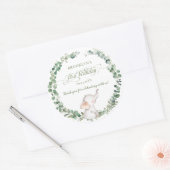 Chic Elephant Greenery Geslachtsneutraal 1e Verjaa Ronde Sticker (Envelop)
