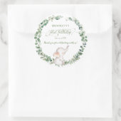 Chic Elephant Greenery Geslachtsneutraal 1e Verjaa Ronde Sticker (Tas)