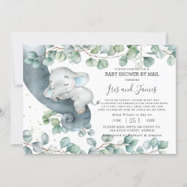 Chic Elephant Greenery Virtual Baby shower by Mail Kaart