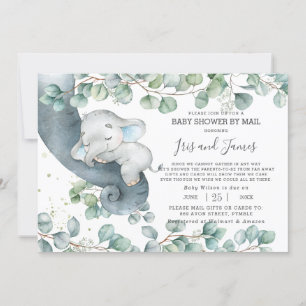 Chic Elephant Greenery Virtual Baby shower by Mail Kaart