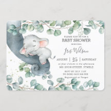 Chic Elephant Leafy Greenery Baby shower Girl