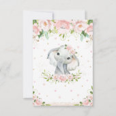 Chic Elephant Pink Floral Baby shower 1e verjaarda Bedankkaart (Achterkant)