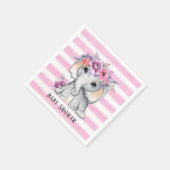 Chic Elephant Pink Floral Stripes Girl Baby shower Servet (Hoek)