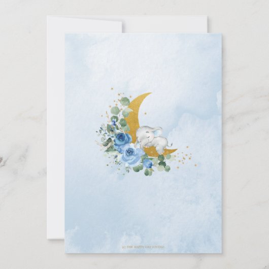 Chic Elephant We zijn over het Moon Boy Baby showe Kaart (Achterkant)