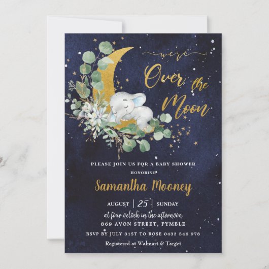 Chic Elephant We zijn over het Moon Boy Baby showe Kaart (Voorkant)