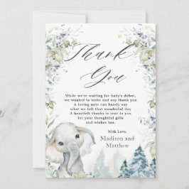 Chic Elephant Winter Wonderland Baby shower  Bedankkaart