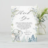 Chic Elephant Winter Wonderland Baby shower  Bedankkaart (Staand voorkant)