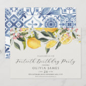 Chic Elk jaar verjaardag tegel mediterrane citroen Kaart (Voorkant / Achterkant)