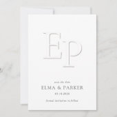Chic Embossed Look Photo Wedding Save the date (Voorkant)
