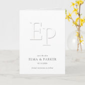 Chic Embossed Look Photo Wedding Save the date Kaart (Gele Bloem)