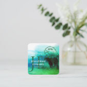 Chic Emerald American Bald Eagle Abstract Monogram Vierkante Visitekaartje (Staand voorkant)