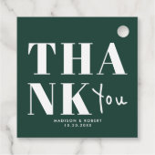Chic Emerald Green Bold Dank u huwelijksfeest Bedankjes Labels (Achterkant)