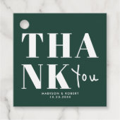 Chic Emerald Green Bold Dank u huwelijksfeest Bedankjes Labels (Voorkant)