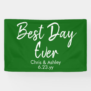 Chic Emerald Green bruiloft receptie beste dag ooi Spandoek