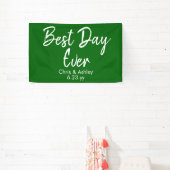 Chic Emerald Green bruiloft receptie beste dag ooi Spandoek (Insitu)