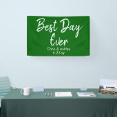 Chic Emerald Green bruiloft receptie beste dag ooi Spandoek (Beurs)
