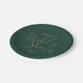 Chic Emerald Green en Gold Script Vrijgezellenfees Papieren Bordje (Gekanteld)
