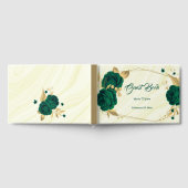 chic emerald green floral gold blad geometrisch gastenboek (Volledig)