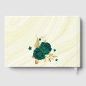 chic emerald green floral gold blad geometrisch gastenboek (Achterkant)