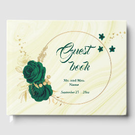 chic emerald green floral gold blad geometrisch gastenboek