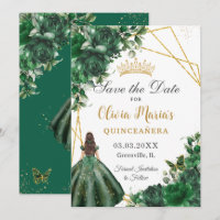 Chic Emerald Green Flowers Princess Quinceañera