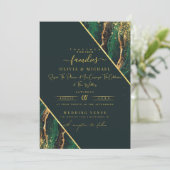 CHIC EMERALD GREEN GLITTER ABSTRACT AGATE WEDDING KAART (Staand voorkant)