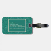 Chic Emerald Green Glitter Ivoor Custom Monogram Bagagelabel (Achterkant horizontaal)