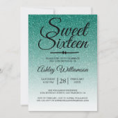 Chic Emerald Green Glitter Ombre Sweet 16 Verjaard Kaart (Voorkant)