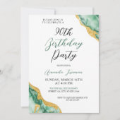 Chic Emerald Green & Gold 90e verjaardag Kaart (Voorkant)