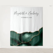 Chic Emerald Green Gold Agaat Trouwfotocabine Wandkleed (Voorkant)