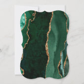 Chic Emerald Green Gold Agate Dark Bracket Weddens Kaart (Achterkant)