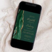 Chic Emerald Green Gold Agate Wedding Kaart