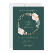 Chic Emerald Green Gold Rings Blush Floral Wedding