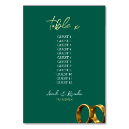 Chic Emerald Green Gold Rings Wedding Kaart