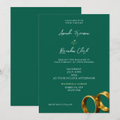 Chic Emerald Green Gold Rings Wedding Kaart (Voorkant / Achterkant)