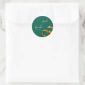 Chic Emerald Green Gold Rings Wedding Ronde Sticker (Tas)