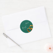 Chic Emerald Green Gold Rings Wedding Ronde Sticker (Envelop)