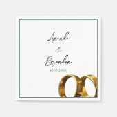 Chic Emerald Green Gold Rings Wedding Servet (Voorkant)