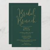 Chic Emerald Green Gold Script Bruids Bunch Shower Kaart (Voorkant / Achterkant)