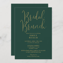 Chic Emerald Green Gold Script Bruids Bunch Shower