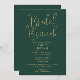 Chic Emerald Green Gold Script Bruids Bunch Shower Kaart