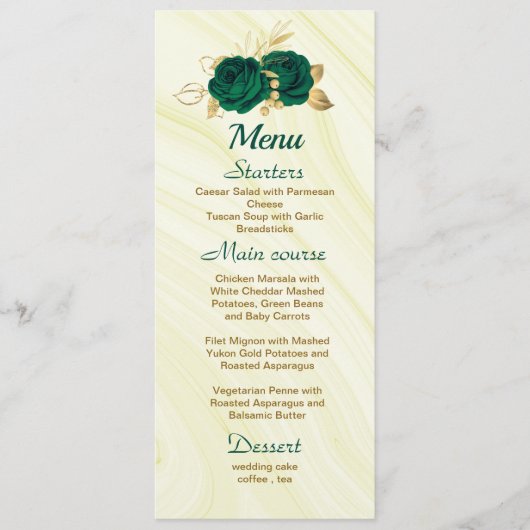 chic emerald green goudbruin - bruiloft menu (Voorkant)
