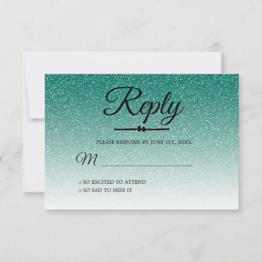Chic Emerald Green Ombre Sweet 16 RSVP Kaart (Voorkant)