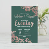 Chic Emerald Green Roos Gold Floral Evening Kaart (Staand voorkant)